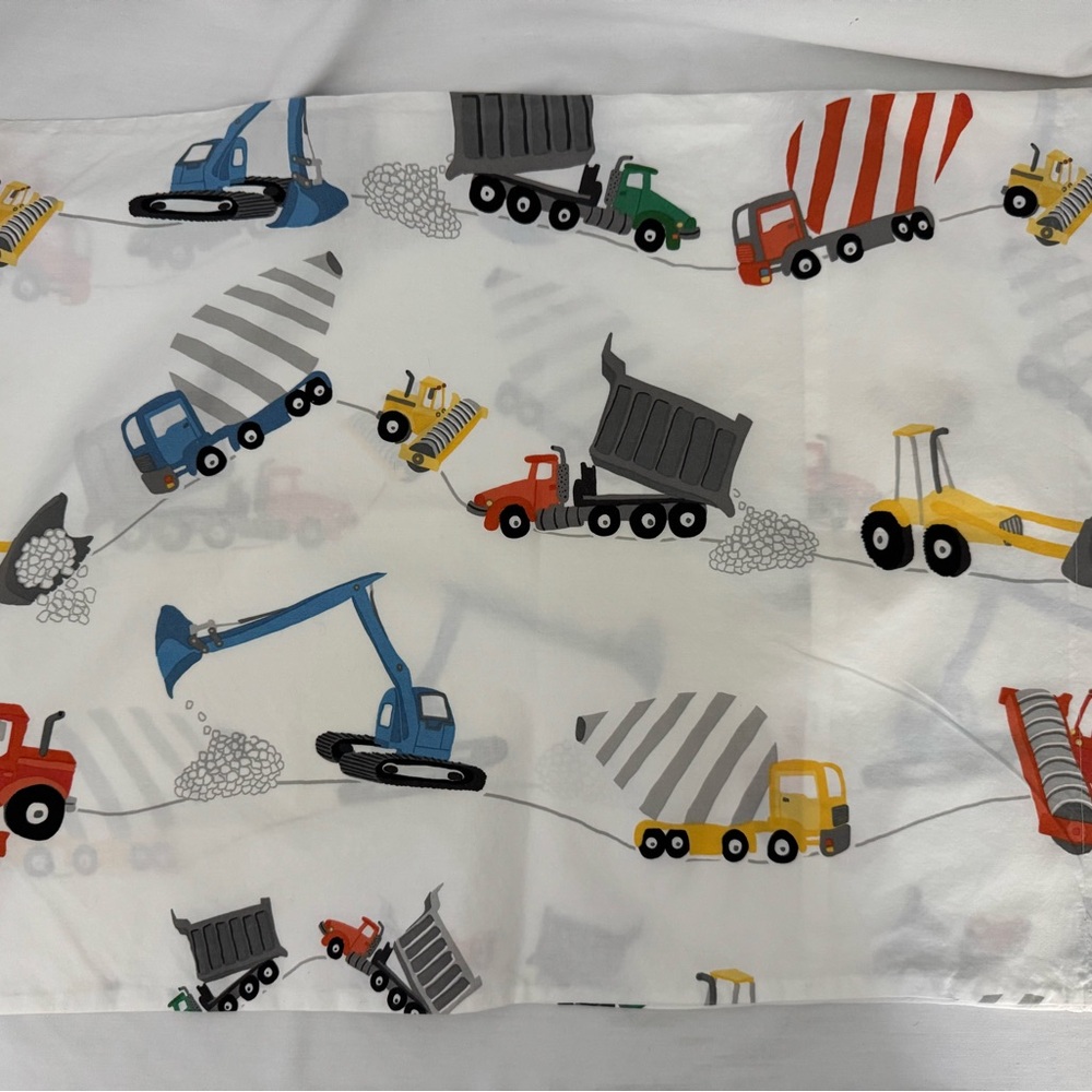 Pottery Barn Kids construction vehicles pillowcase Cotton